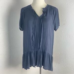 Anthropologie RO & DE Navy Short Sleeve Tunic Blouse